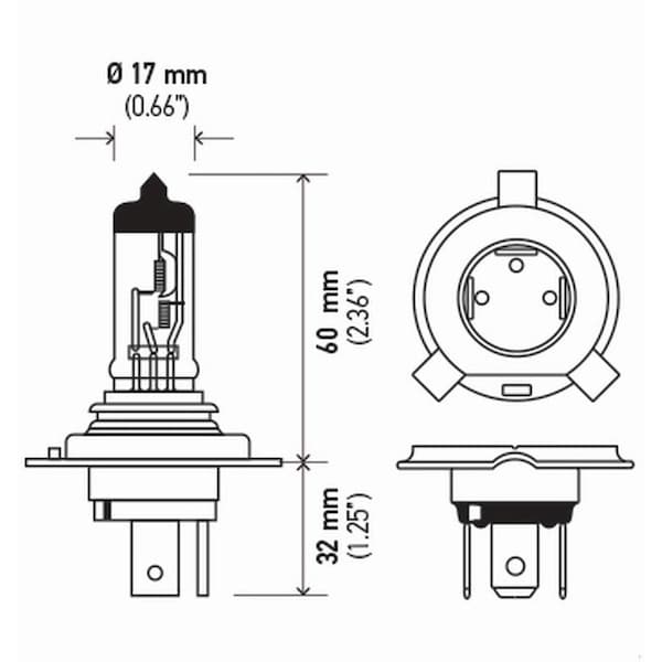 Hella Bulb H4 12V 60/55W P43T T4.625 +50(2) Bulbs, H4P50Tb H4P50TB - main